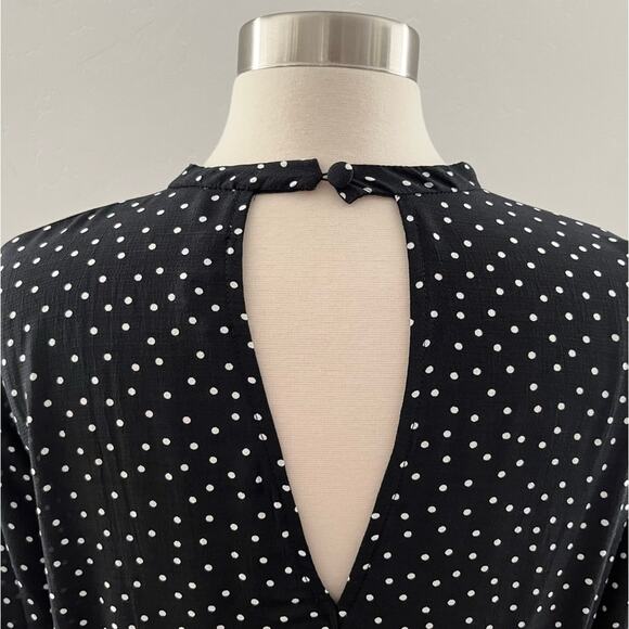 Warehouse UK Polka Dot Dress Women's Size 12 Black Cut-Out Long Sleeve Stretch - Picture 11 of 12